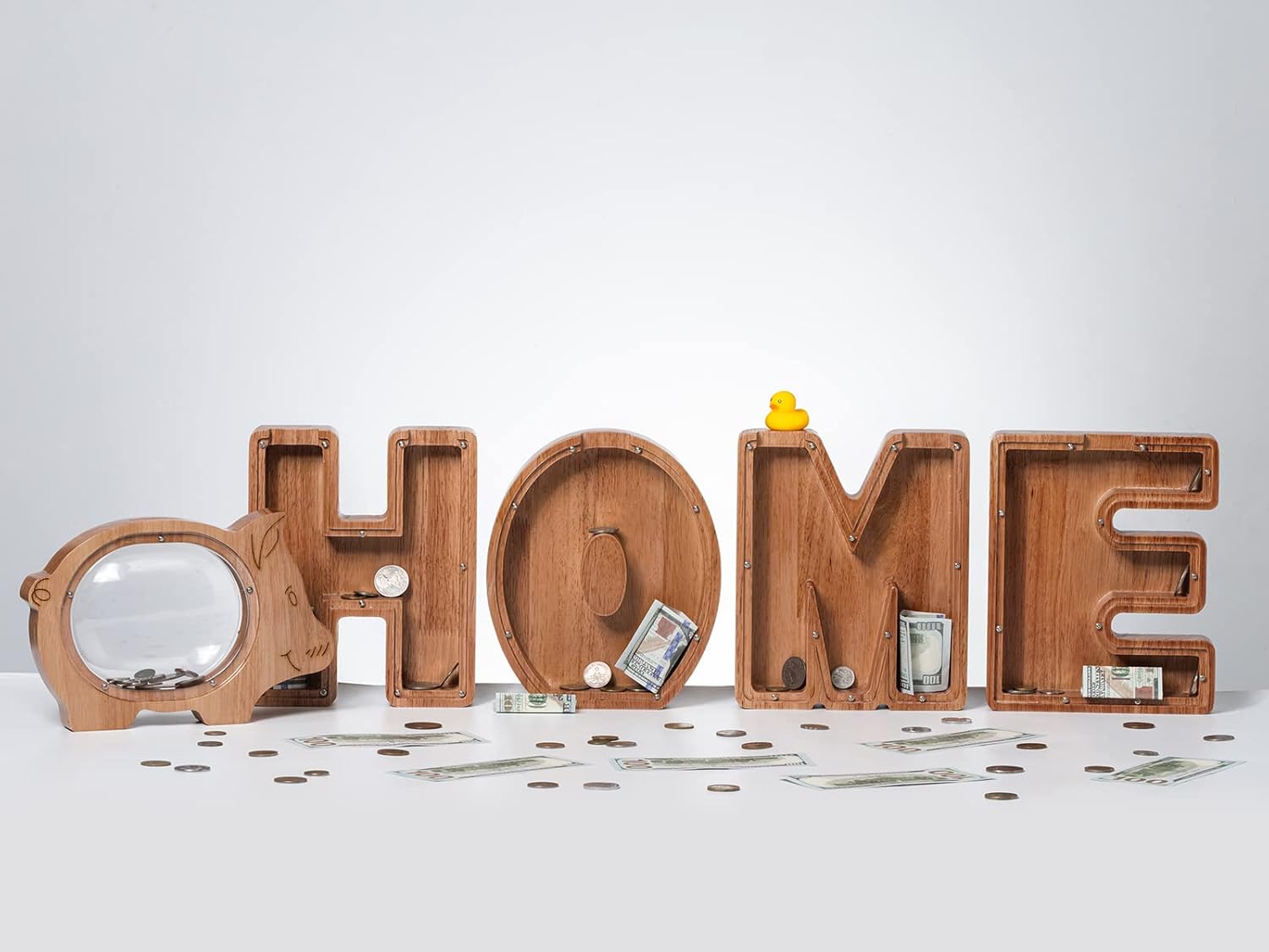 Detalle de Piggy Bank for Kids – Wooden Large Letter L Piggy Bank