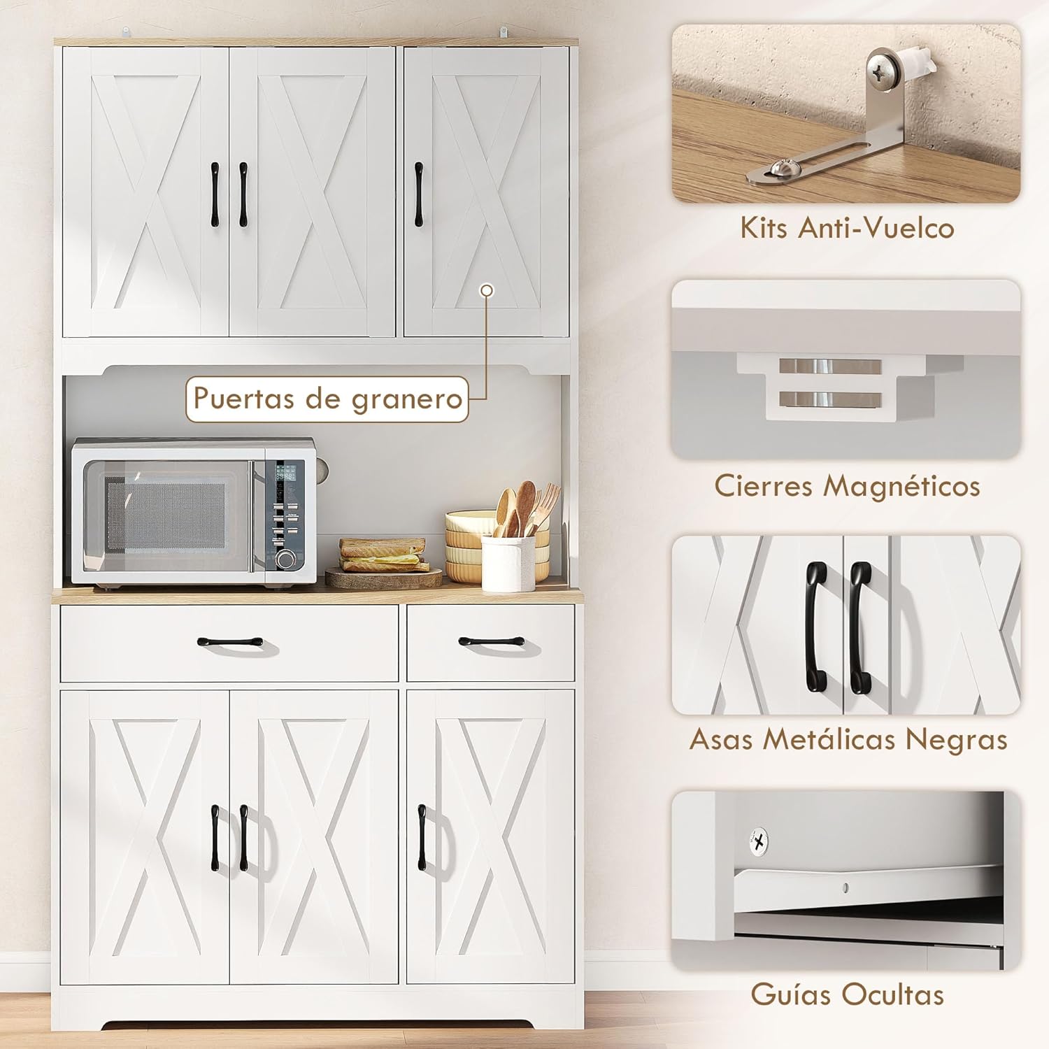 Thumbnail 5 de HOMCOM Alacena de Cocina Alta 100x38x172 cm