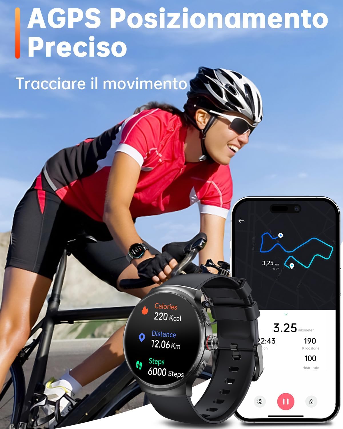 Detalle 2 de OUKITEL Orologio 1,43" AMOLED con GPS