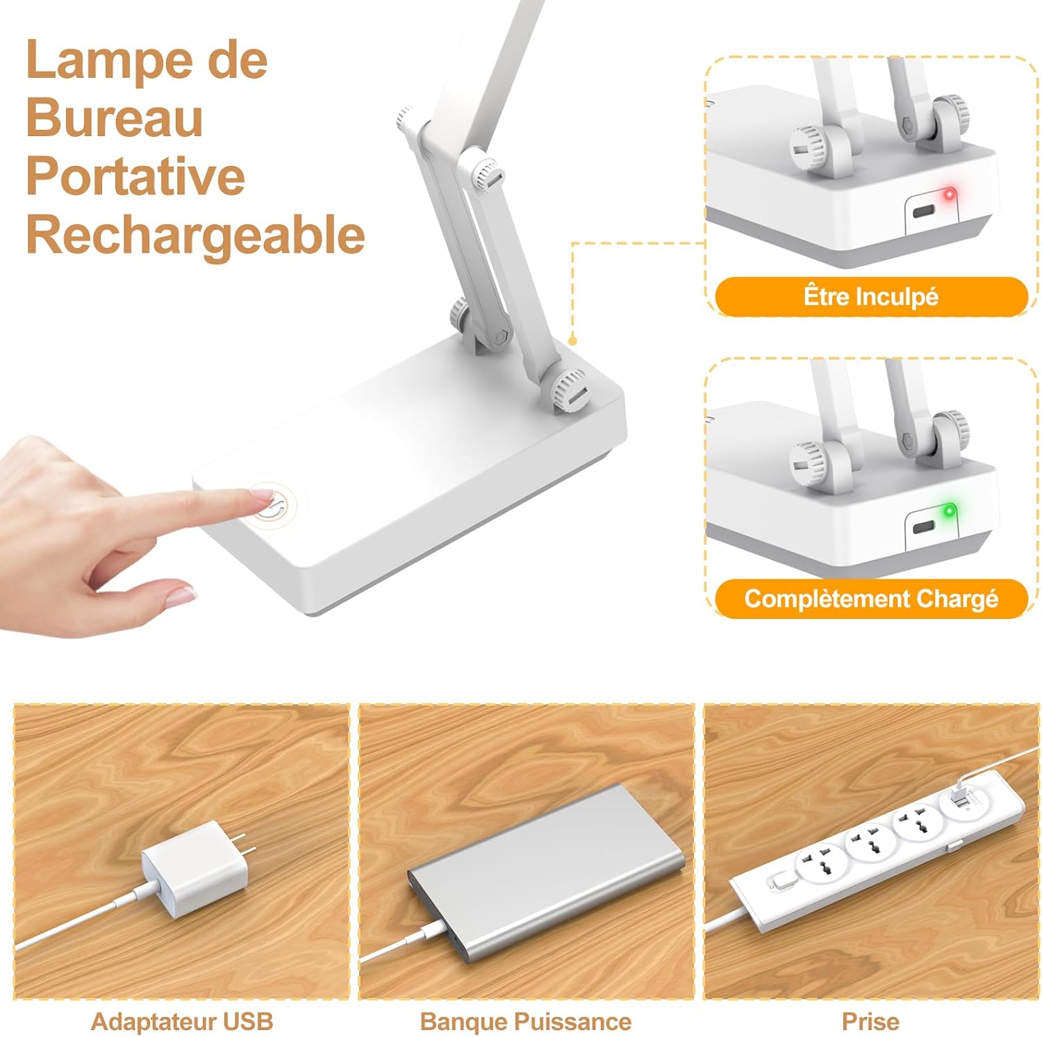 Thumbnail 6 de Suright Lampe de Bureau Sans Fil LED – Portable, pliable et réglable, 3 niveaux de luminosité et 3 températures
