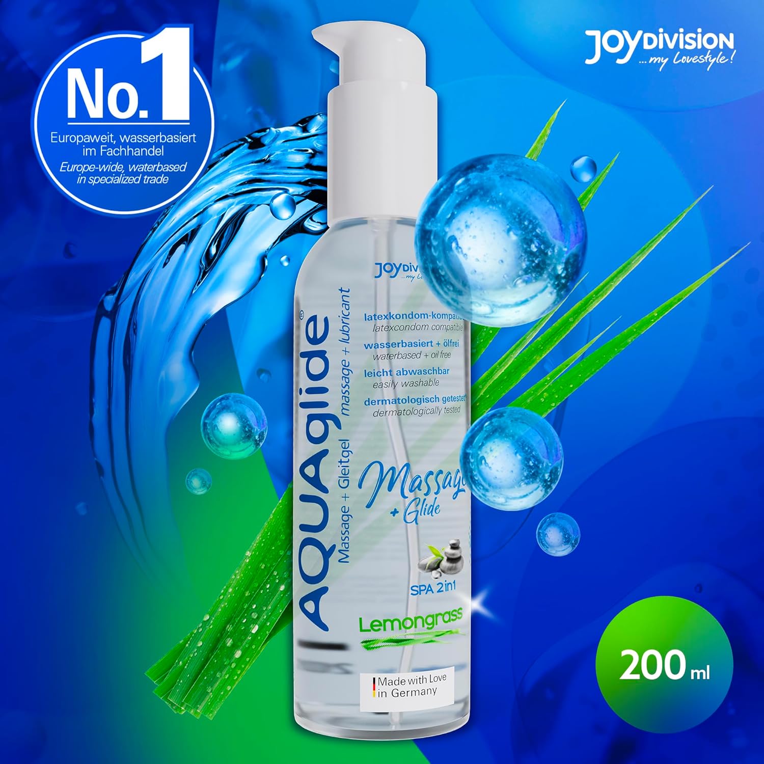 Thumbnail 1 de JOYDIVISION Lubricant & Gel 200 ml : gel-lubrifiant sans huile pour massage sensuel