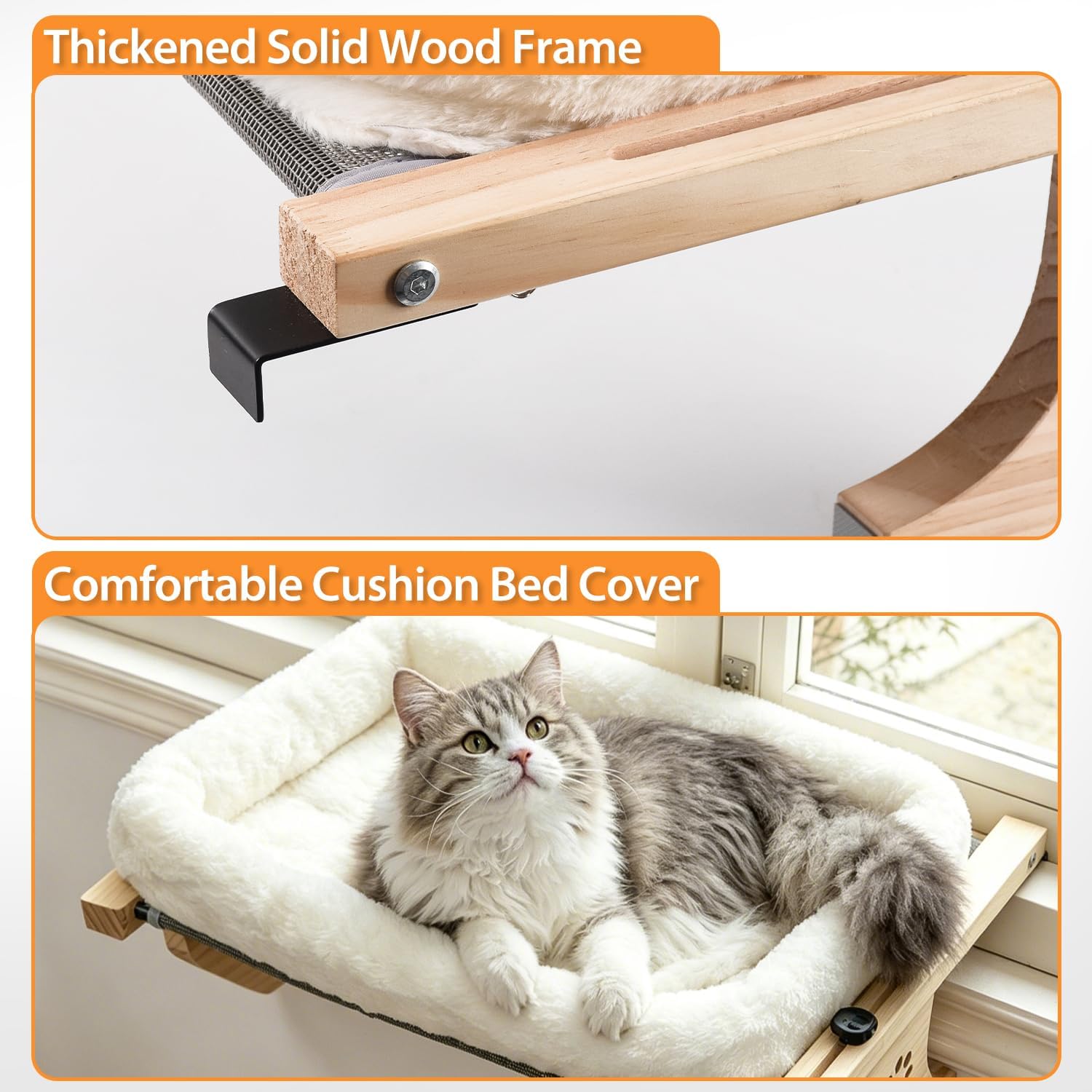 Thumbnail 6 de AMOSIJOY wsp110 Cat Window Perch, Wood-and-Metal Frame, 40 lb Capacity
