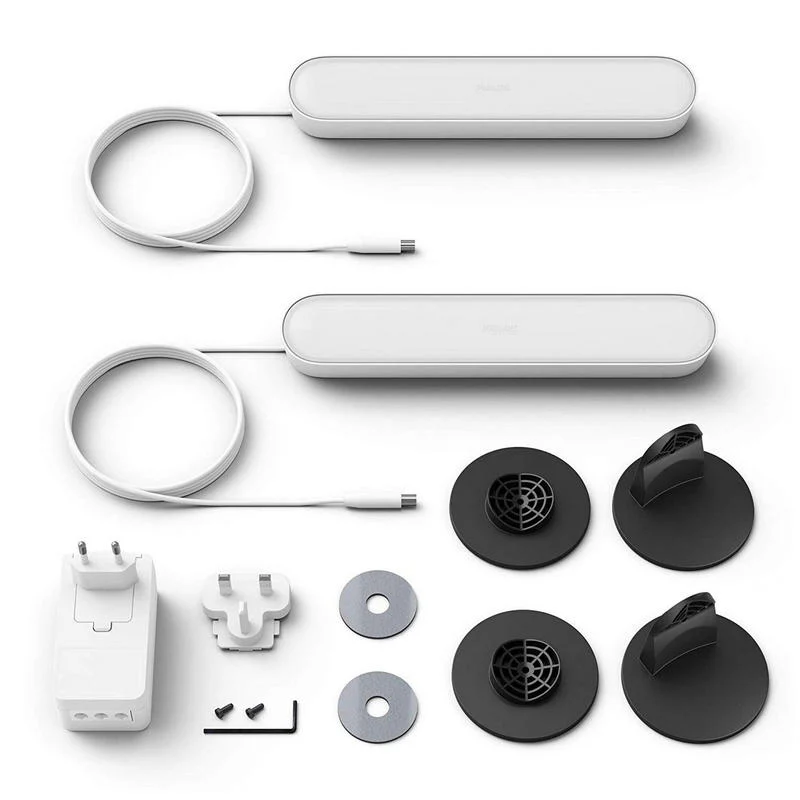 Detalle de Philips Hue Play Pack de 2 Barras de Luz Regulable Blanca + Alimentador
