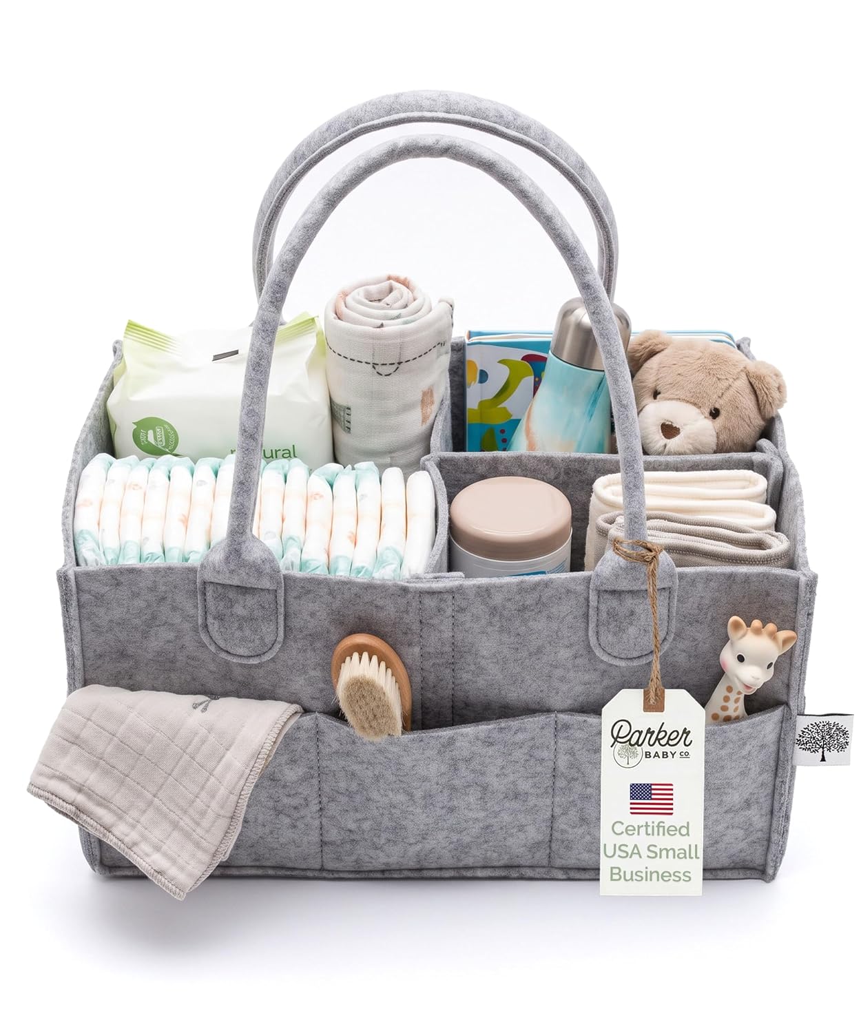 Detalle de Parker Baby Diaper Caddy Gray — Diaper Organizer