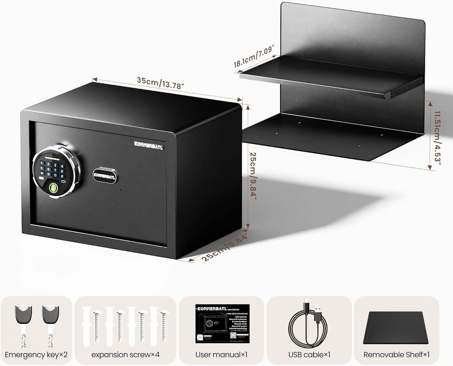 Thumbnail 6 de Smart Biometric safe with fingerprint lock 13.78"W