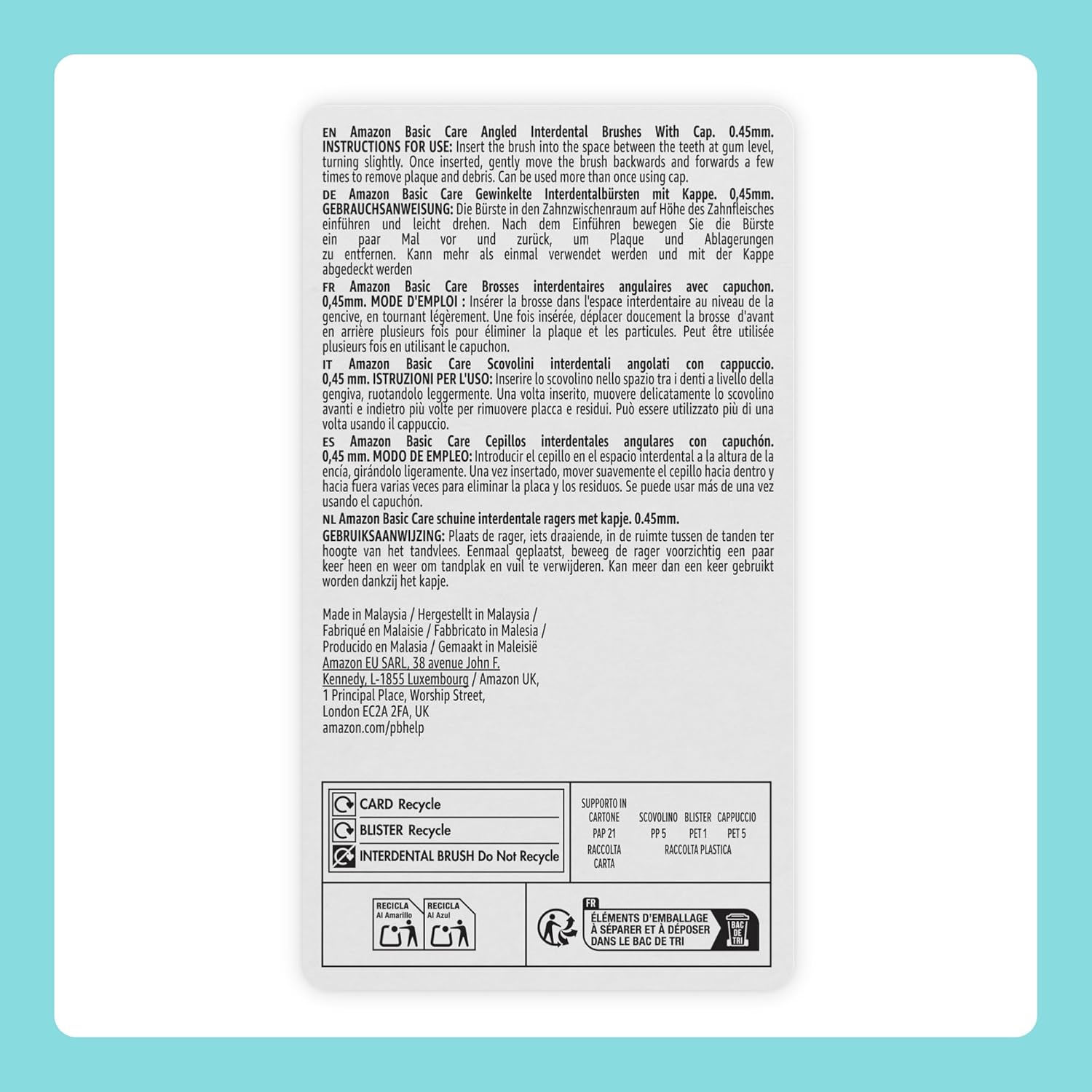 Detalle 2 de By Amazon Medium Reach Angled Interdental Brush 0.45mm 20pcs – 2 Packs (Orange)