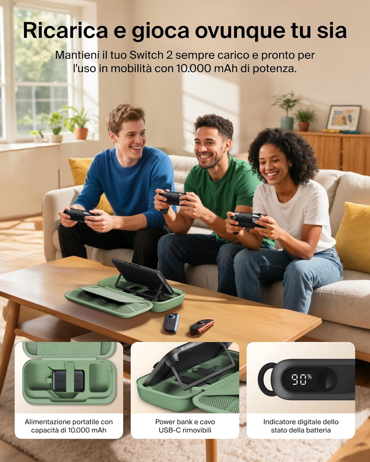 Thumbnail 2 de Belkin Gaming Custodia ricarica Switch 2 10K Verde