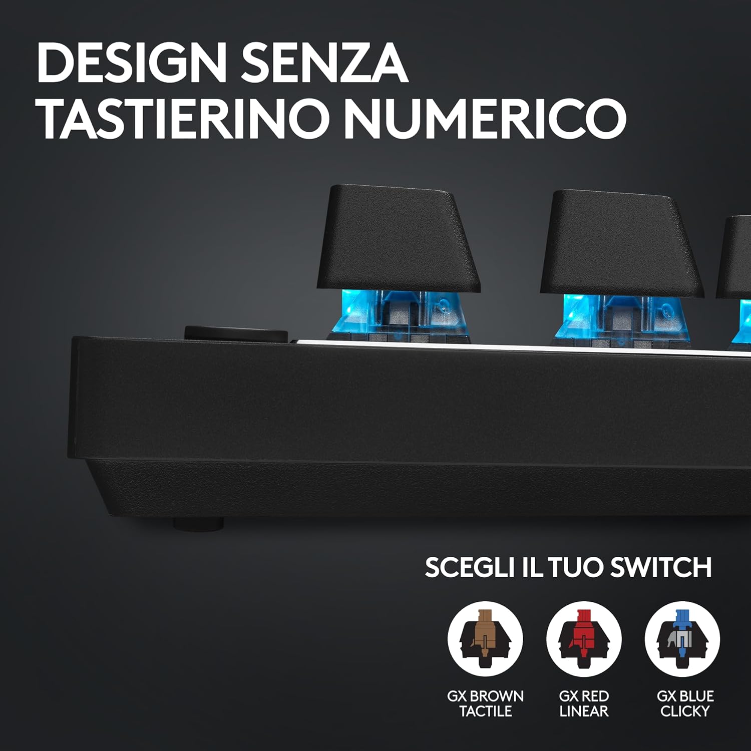 Detalle de Logitech G PRO X TKL LIGHTSPEED: tastiera gaming wireless ultraportatile con tasti PBT e GX Brown
