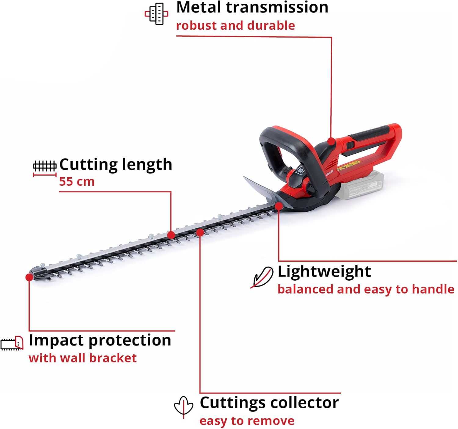 Thumbnail 2 de Einhell 18V Power X-Change Cordless Hedge Trimmer 55cm GE-CH 1855/1 Li-Solo