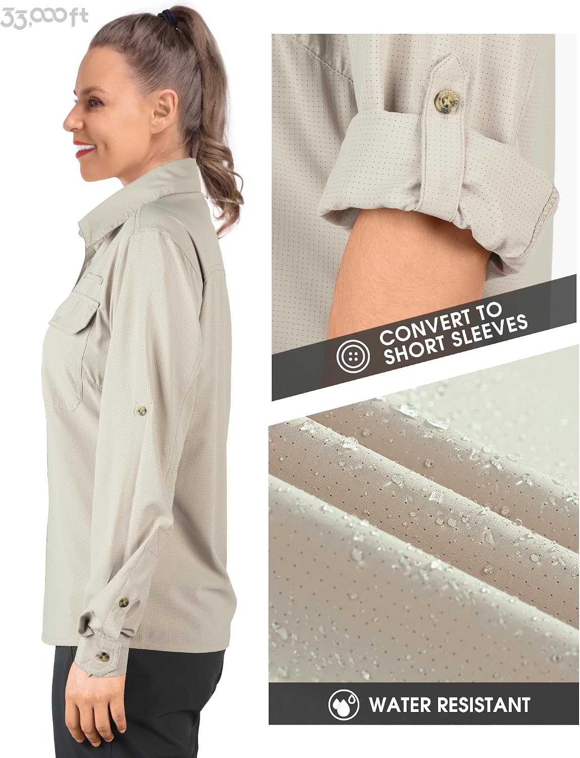 Detalle de 33,000ft Women's Long Sleeve Hiking Shirt with UPF50+ Sun Protection