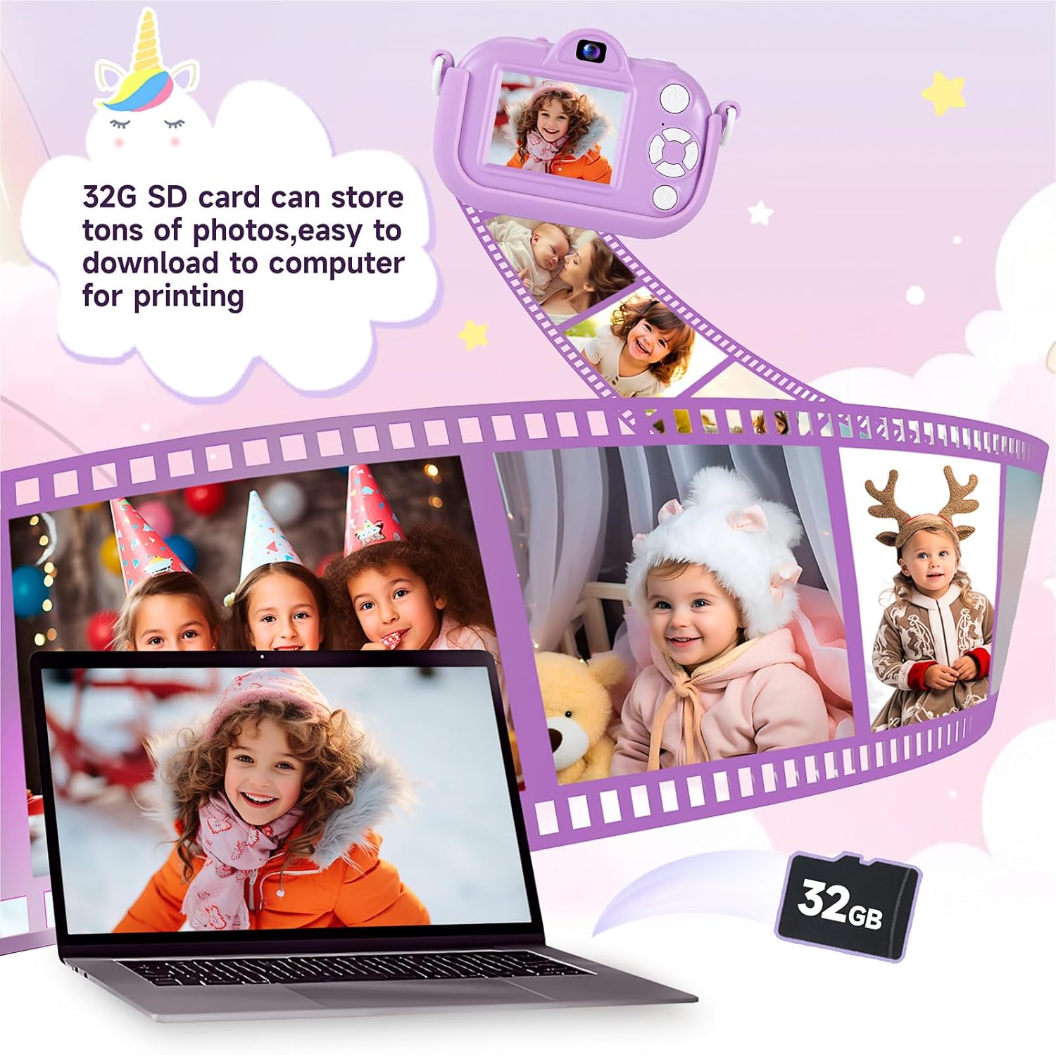 Thumbnail 6 de MAVOKIS Kids Camera 1080P with 32GB card