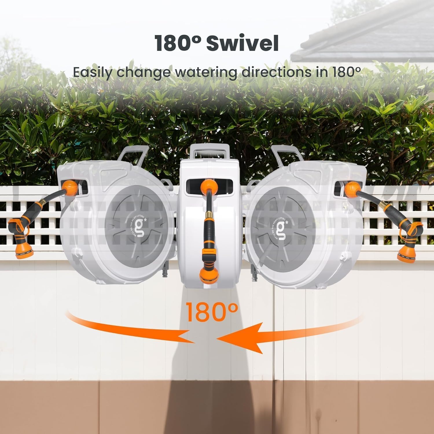 Detalle de Giraffe Tools SGW-MW20US Retractable Hose Reel, 65 ft, 180° Swivel