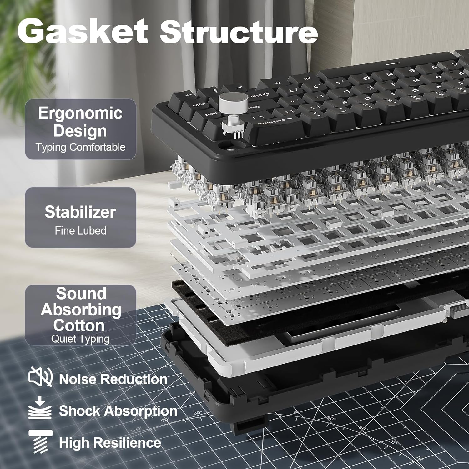 Detalle 2 de YUNZII B68 Wireless Mechanical Keyboard — Tri-Mode, Hot-Swappable, Gasket Mounted with RGB and NKRO