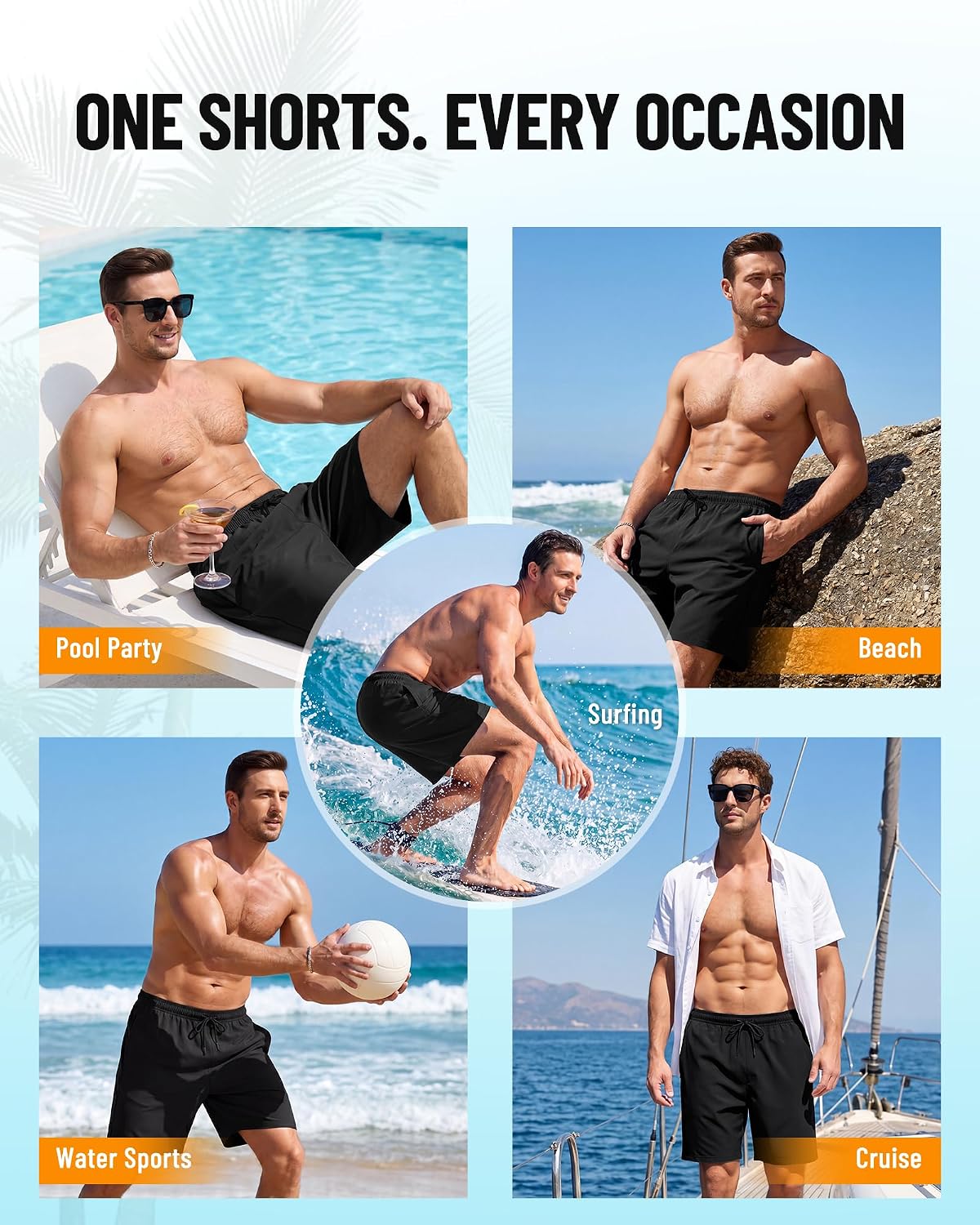Detalle 2 de YUTYTH Mens Swim Shorts with Compression Liner – 2 in 1 Quick-Dry Board Shorts