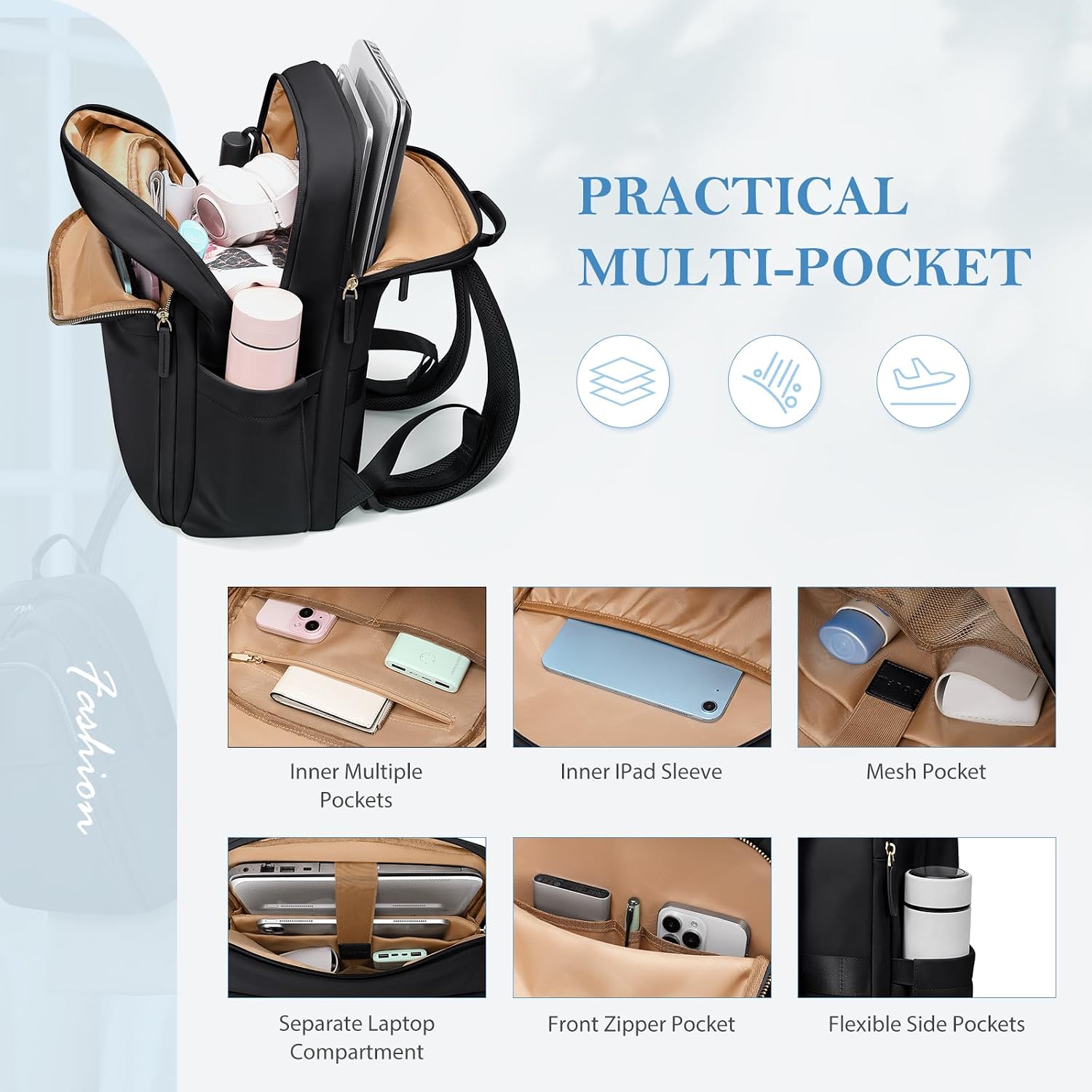 Thumbnail 1 de GOLF QUALITY Travel Backpack for Women 16 Inch Waterproof Carry On – Multi-layer Laptop Bag