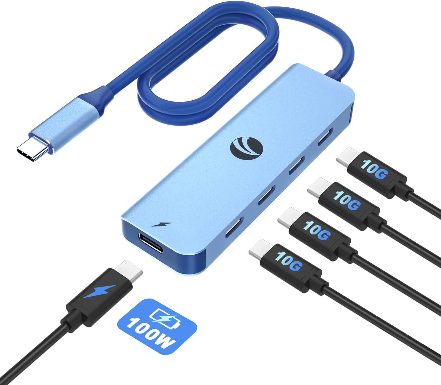Detalle de VCOM USB-C Hub mit 4 Datenanschlüssen – 10 Gbps, 100W PD, kompakter Multiport-Adapter