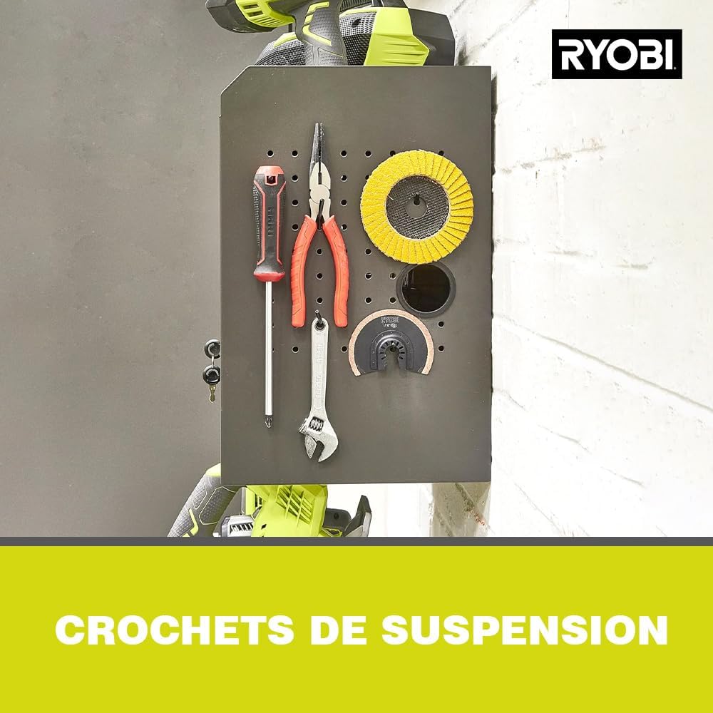Detalle 2 de RYOBI RHWS-01 : Étagère murale avec boîtes de rangement et porte verrouillable