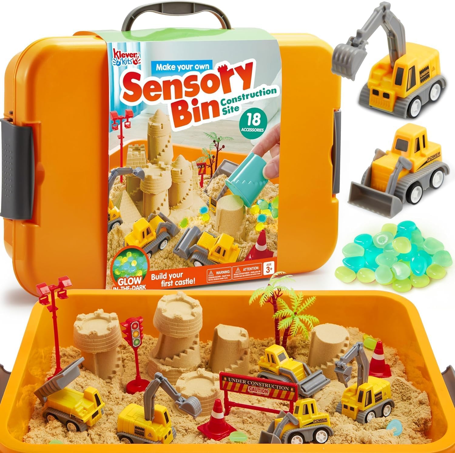 Detalle de Klever Kits Construction Sensory Bin with Glow Rocks