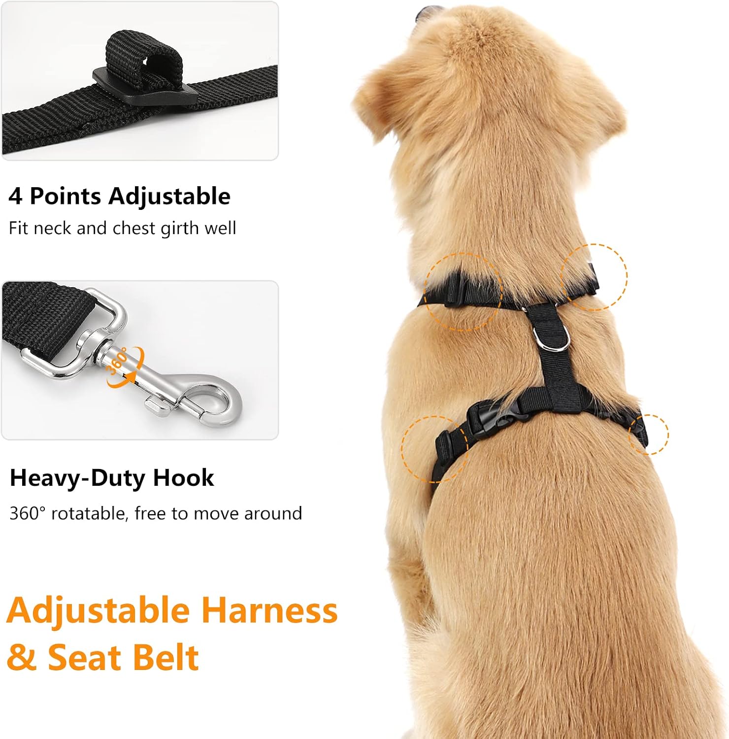 Detalle de VavoPaw XXL Black Dog Seat Belt Vest Harness
