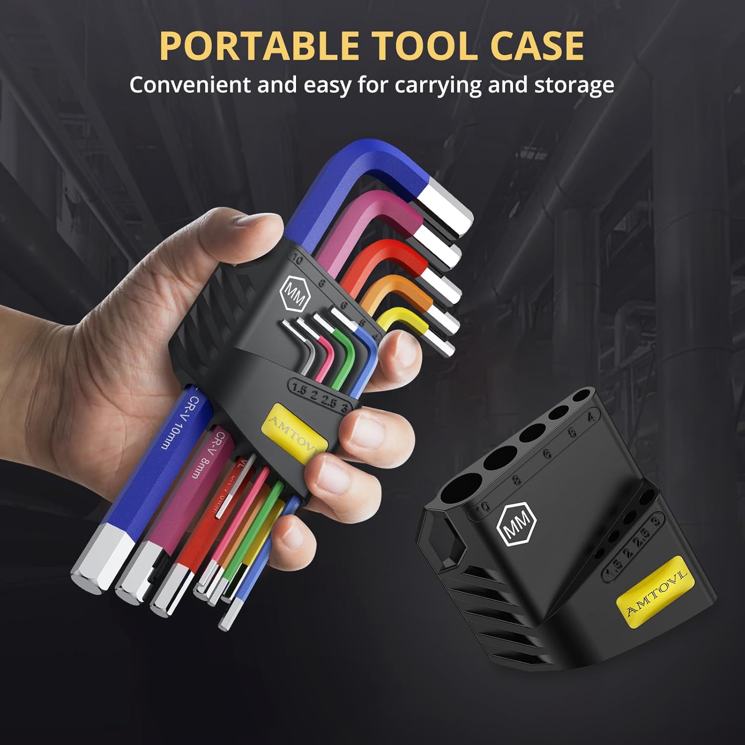 Thumbnail 5 de AMTOVL 9PCS Metric Hex Key Set (1.5–10mm) with Anti-Slip Long Hex Ends and Colour Coding
