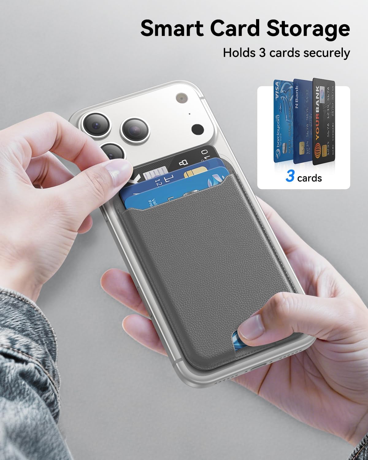 Thumbnail 4 de TWZKG MagSafe Wallet 3 Cards Holder Titanium Grey