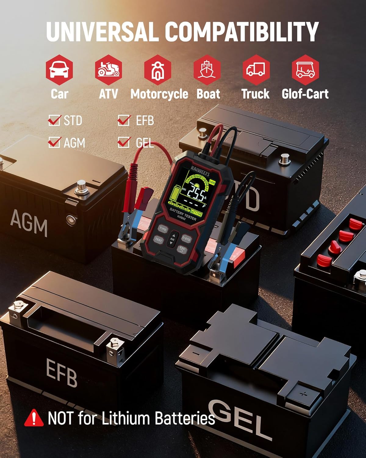 Detalle 2 de KAIWEETS Car Battery Tester 12V/24V