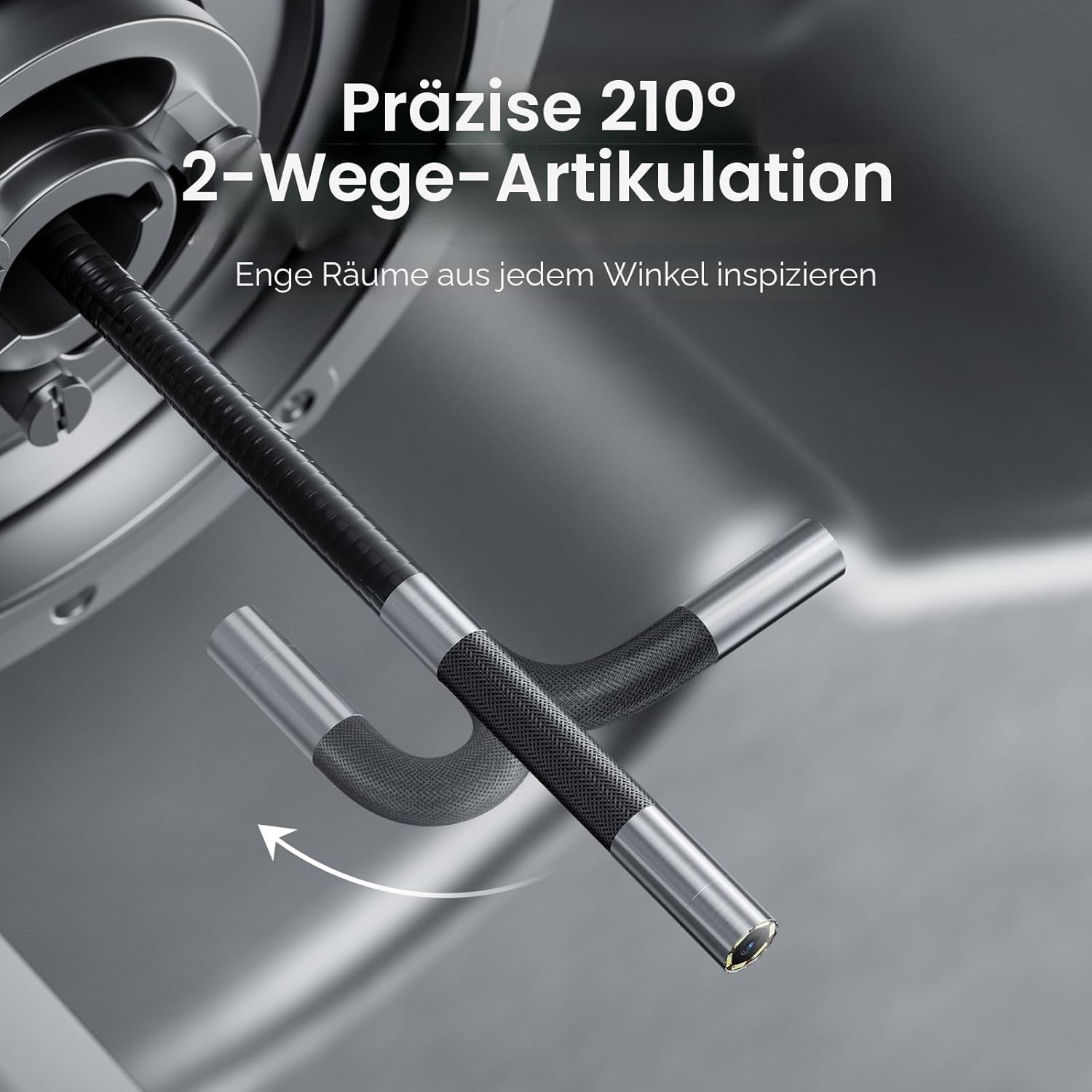 Detalle de DEPSTECH 210° drehbare Endoskopkamera mit Licht, 5-Zoll-IPS und 1080P – 6,2-mm-Rohrkamera
