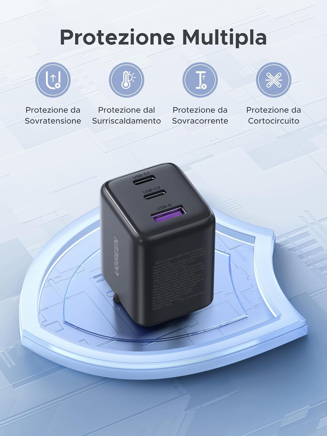 Thumbnail 5 de UGREEN Zapix 30W caricatore USB-C 3 porte GaN II
