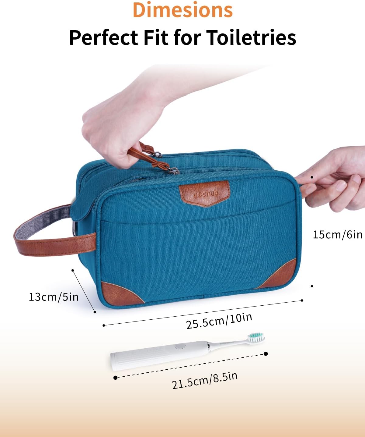 Detalle de ECOHUB Wash Bag for Men – Water-Resistant Travel Toiletry Bag with Wet Pocket