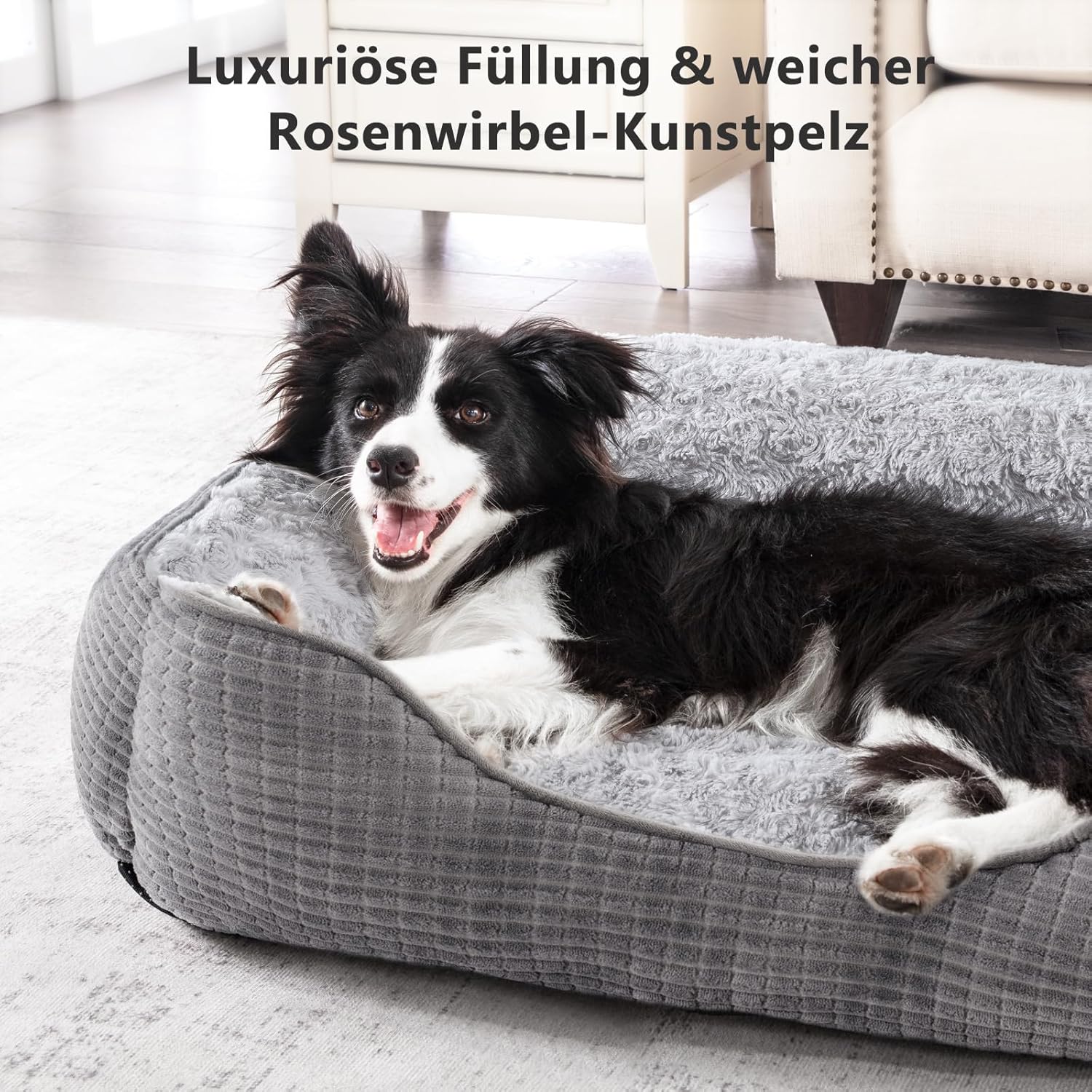 Thumbnail 5 de JOEJOY Panier pour chien grande taille lavable gris XL 89x63x23 cm