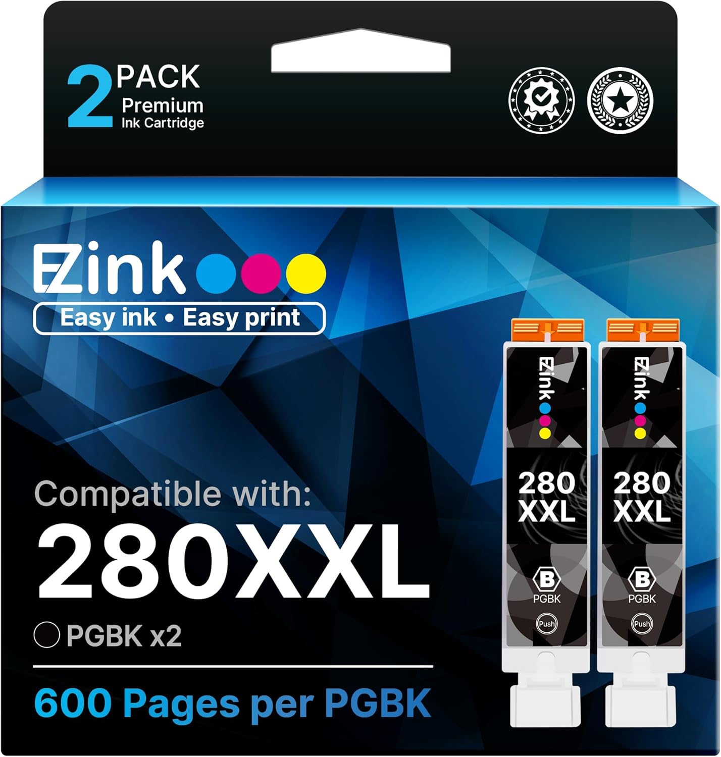 Detalle de E-Z Ink PGI-280XXL Compatible Black Ink Cartridge, 2-Pack for Canon PIXMA