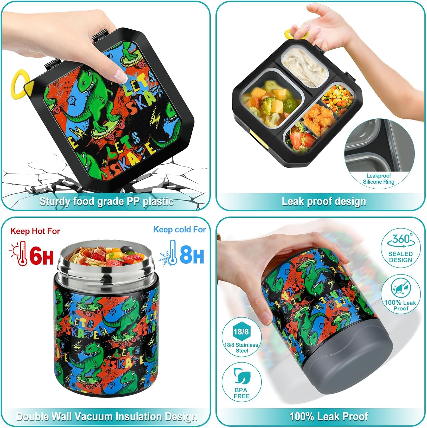 Detalle de Wiwens Kids Bento Lunch Box, 12 oz