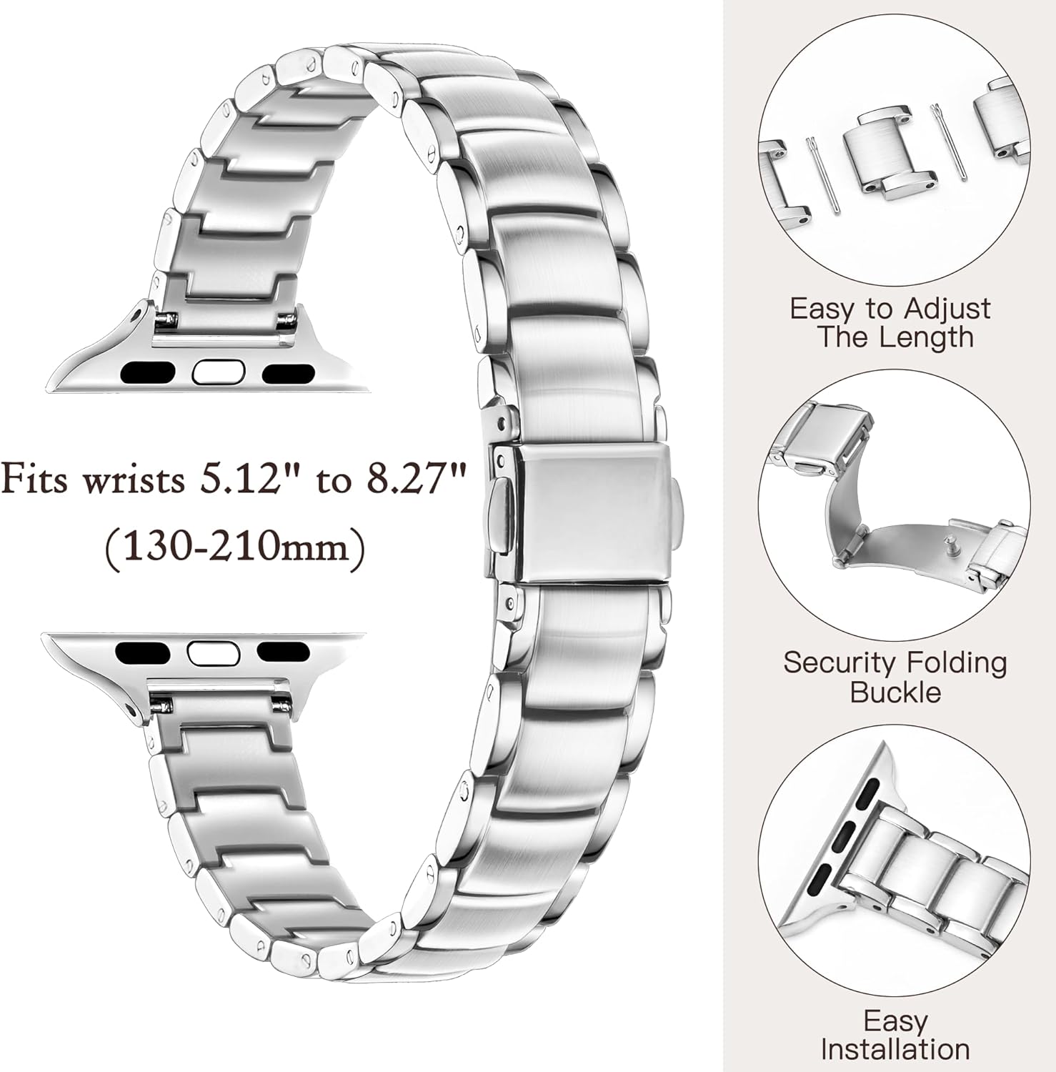 Detalle de G-ficu Slim Stainless Steel Watch Strap with Protective Case for Apple Watch (40mm/41mm/44mm)
