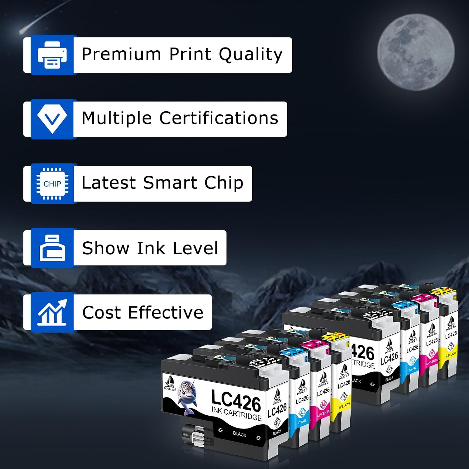 Detalle de DOUBLE D LC426 ink cartridges (8 pack) for Brother LC426 / LC426XL – compatible inks for MFC-J4335DW to J4540DW