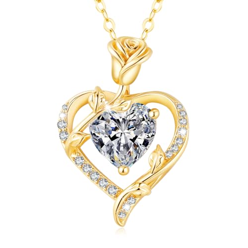 Detalle de MISUMOR Collar Mujer con Colgante de Corazón Rosa: un regalo con significado