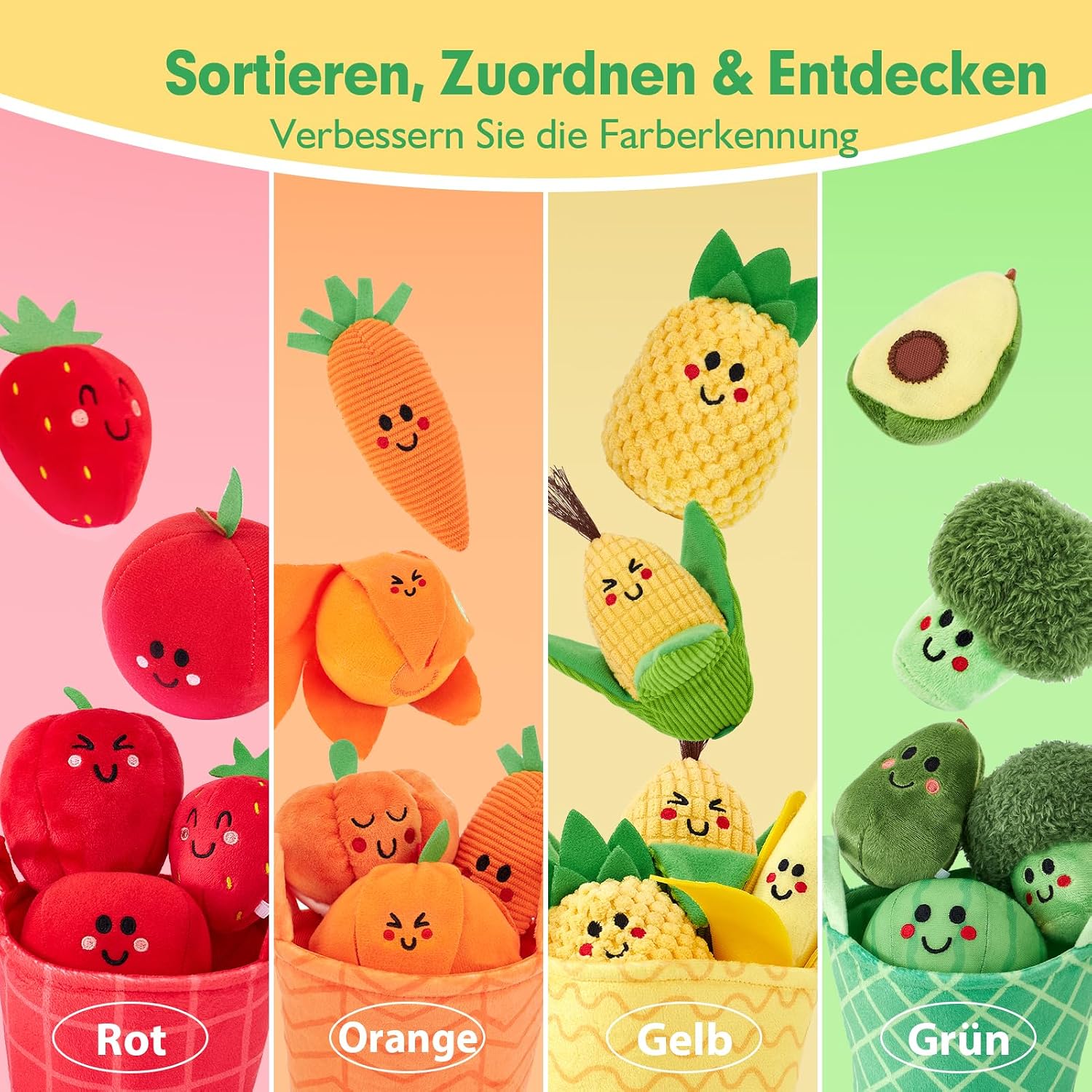 Thumbnail 3 de hahaland Obst und Gemüse Sensorik 16-teilig