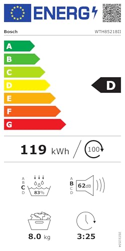 Thumbnail 12 de Bosch WTH85218II Serie 4: asciugatrice a pompa di calore da 8 kg, Bianco