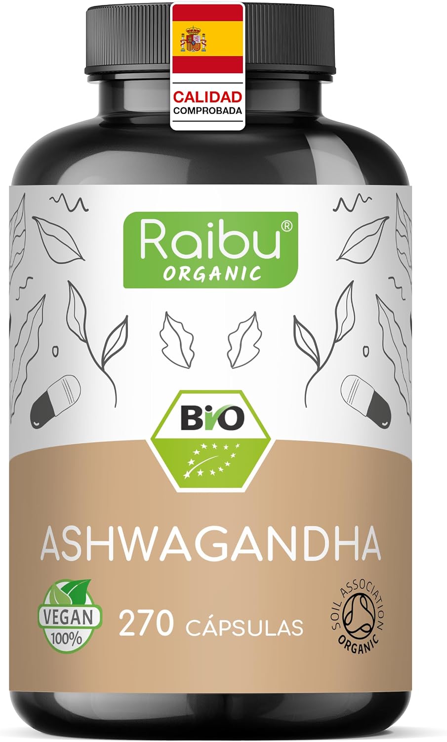 Detalle de Raibu Ashwagandha BIO 270 cápsulas 2400 mg