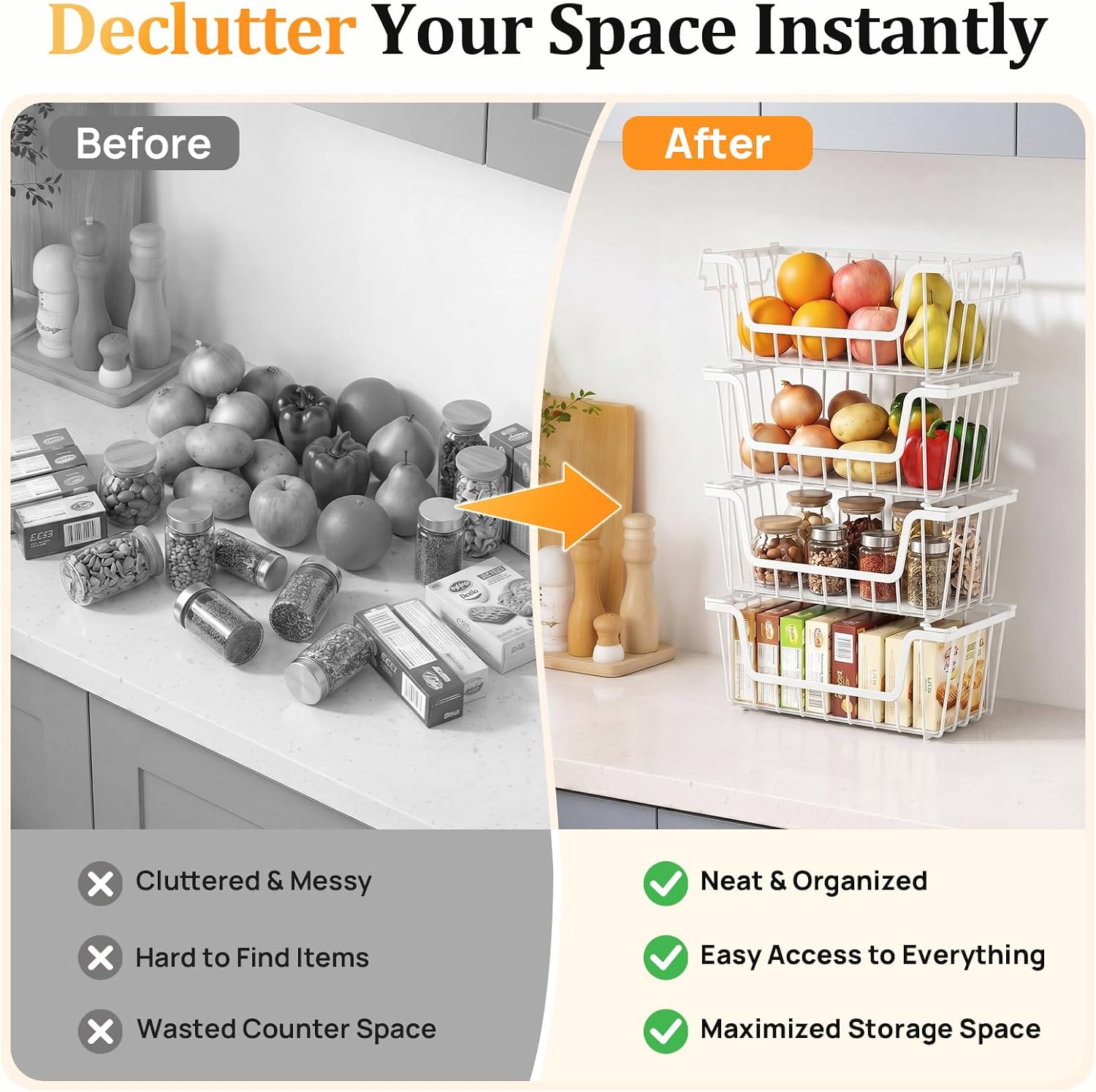 Detalle 2 de SUNALLY Stackable Wire Storage Baskets