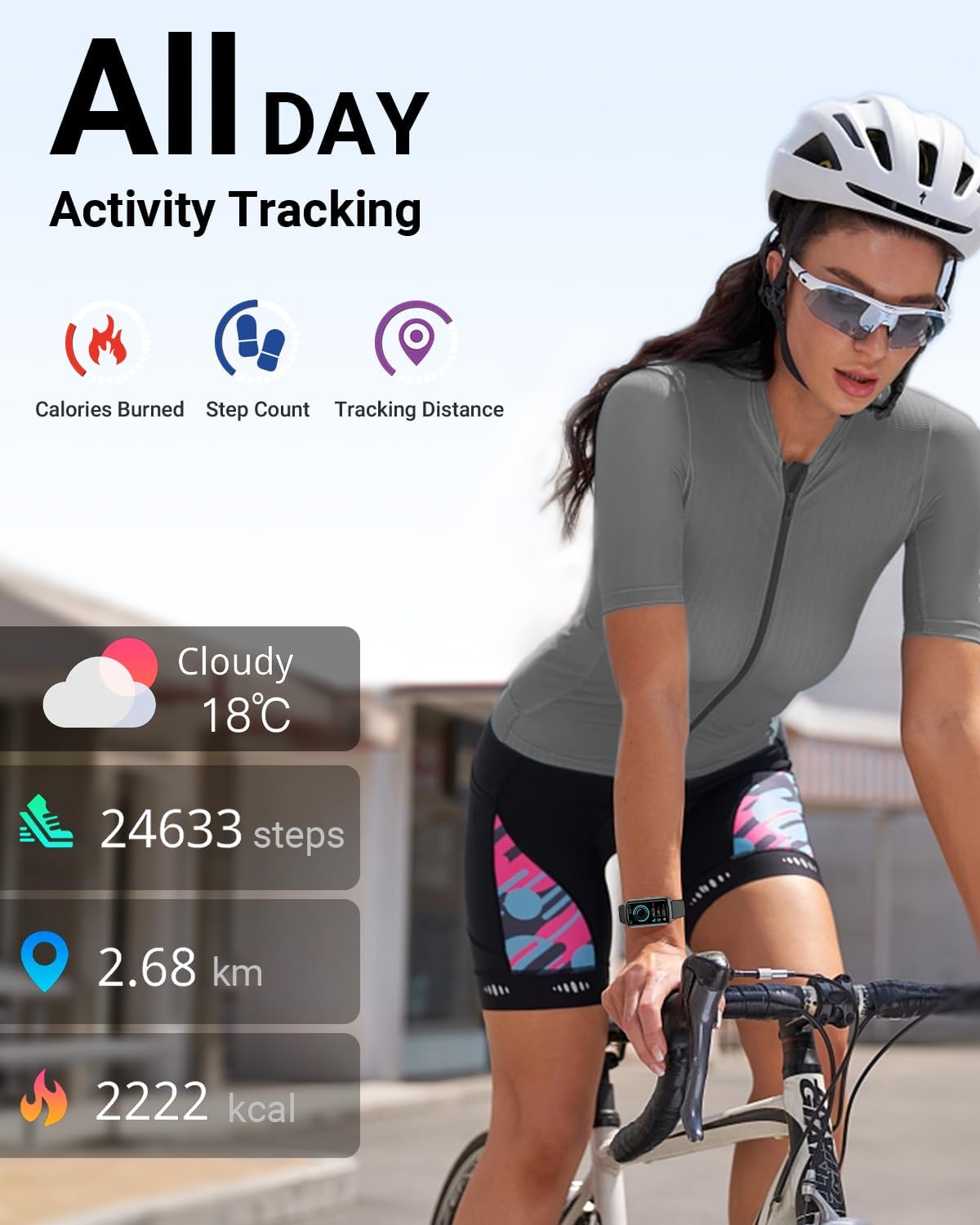 Detalle de Amzhero Health Fitness Tracker with 24/7 Heart Rate and 5ATM Waterproof