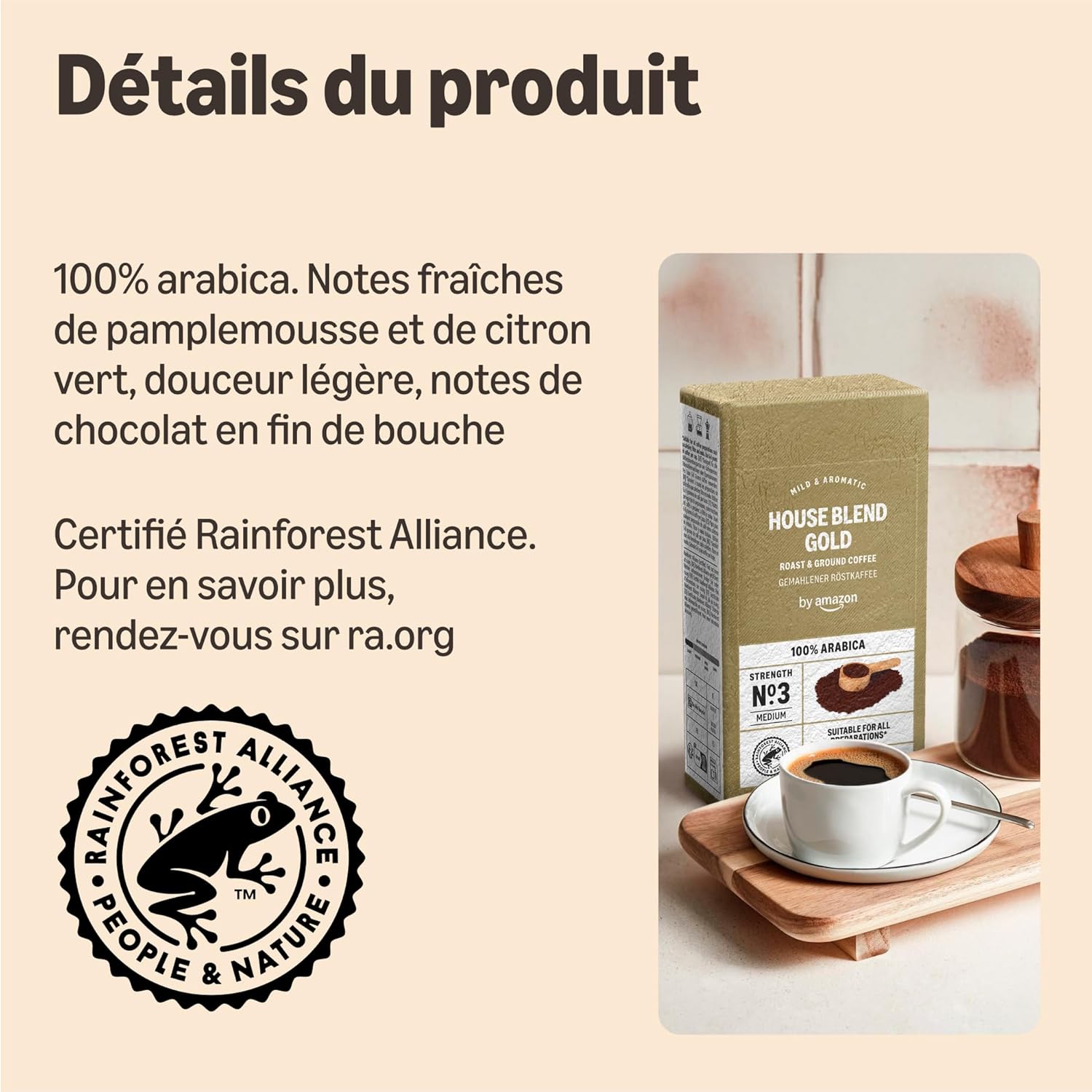 Detalle 2 de by Amazon House Blend Gold, café moulu 250 g ⚖
