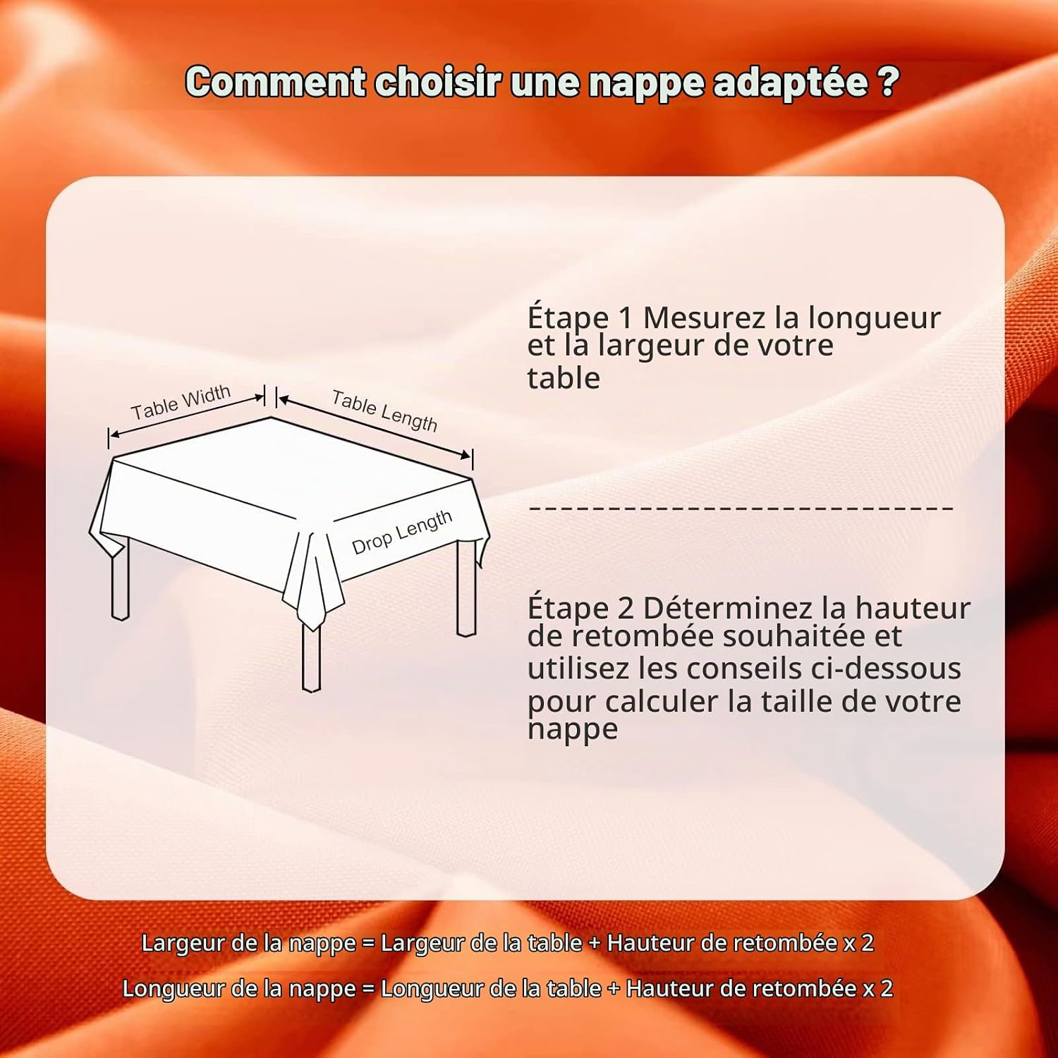 Detalle de DWCN DWDE-PWNZB-130x160-28 tafelkleed 130 x 160 cm, oranje polyester