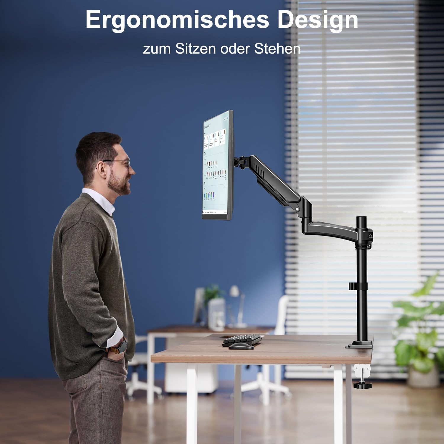 Detalle de ELIVED EV6033B support de moniteur 1 bras réglable en hauteur (13 à 32")