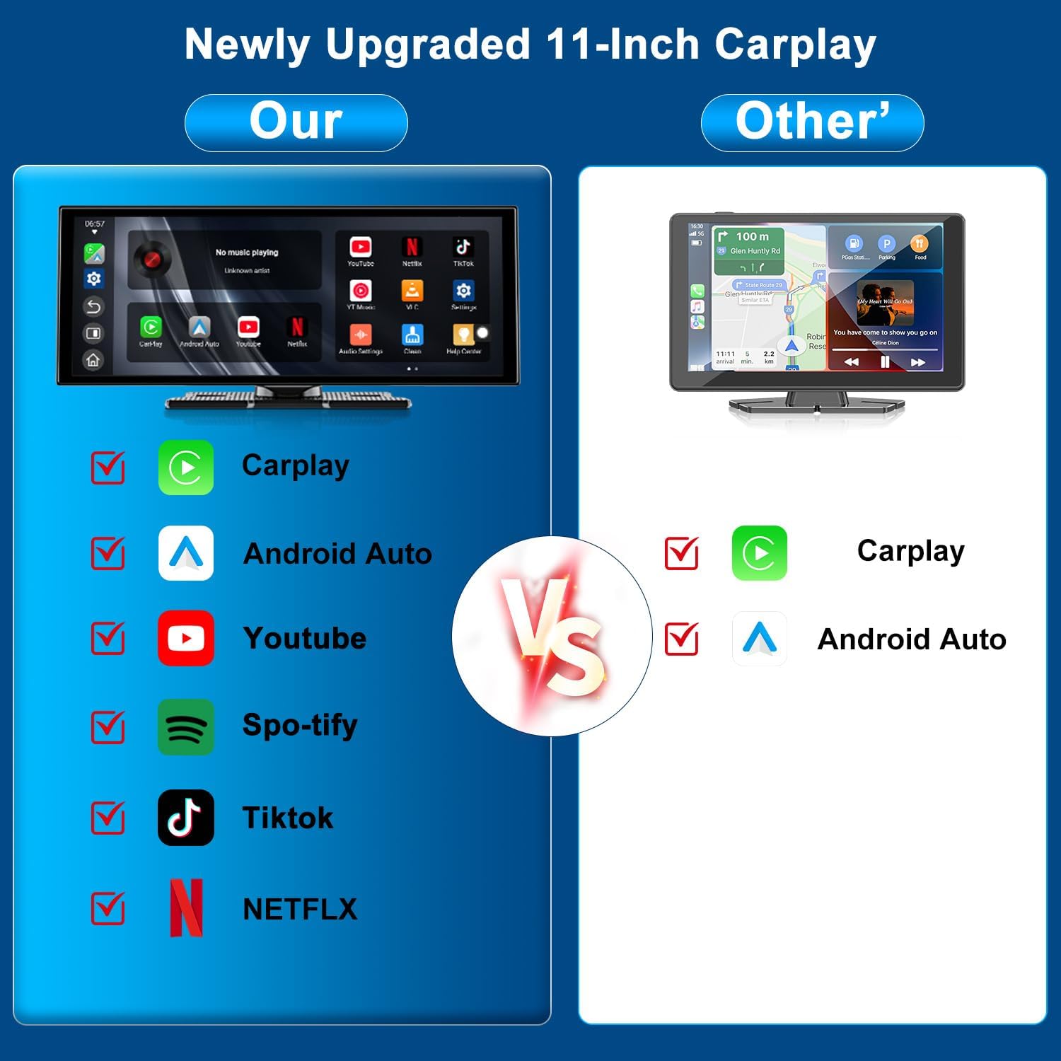 Thumbnail 2 de 11" CarPlay Screen Wireless Car Stereo