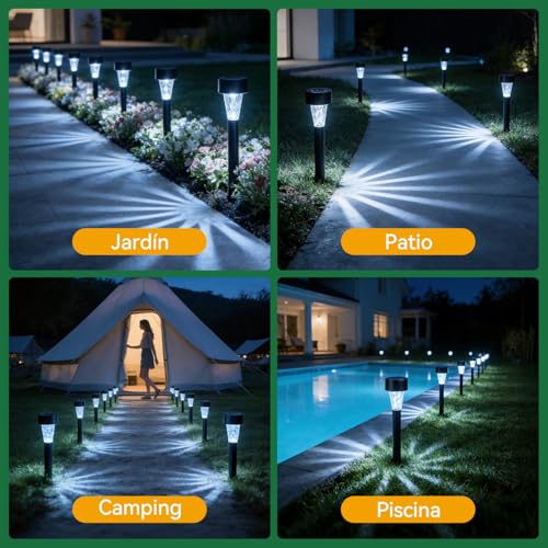 Thumbnail 8 de Aigostar 12 Uds Balizas Solares para Exterior – Luz Fría 6500K, IP44, Iluminación Solar para Jardín, Terraza y Camino