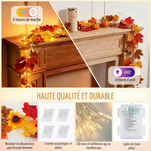 Thumbnail 4 de 2 Pièces Deco Decoration Automne Intérieur - Couronne Guirlande Lumineuse Bopertrove