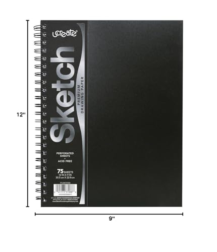 Detalle 1 de UCreate Poly Cover Sketch Book, Heavyweight, 9" x 12", Black, 75 Sheets
