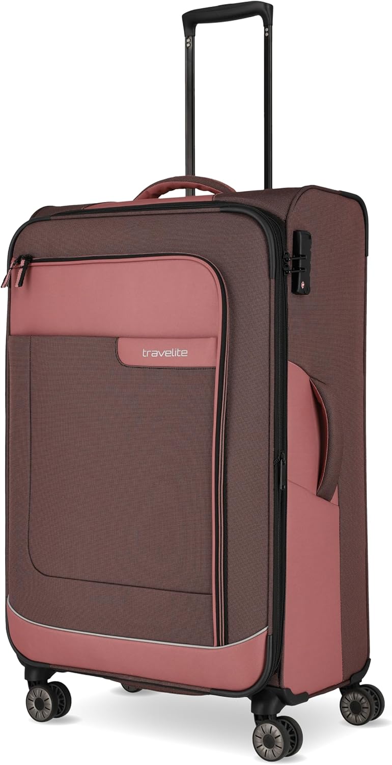 Detalle de travelite 4-Rad Trolley Größe L „VIIA“ mit Dehnfalte, TSA-Schloss und Weichschale aus recyceltem Polyester