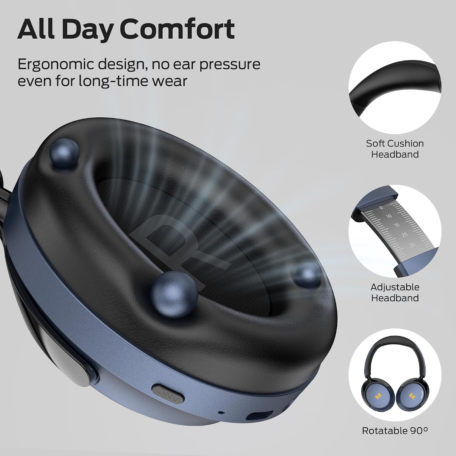 Detalle de Monster Harmonic N20 ANC Over-Ear Headphones, Bluetooth 6.0, 40-Hour Playtime