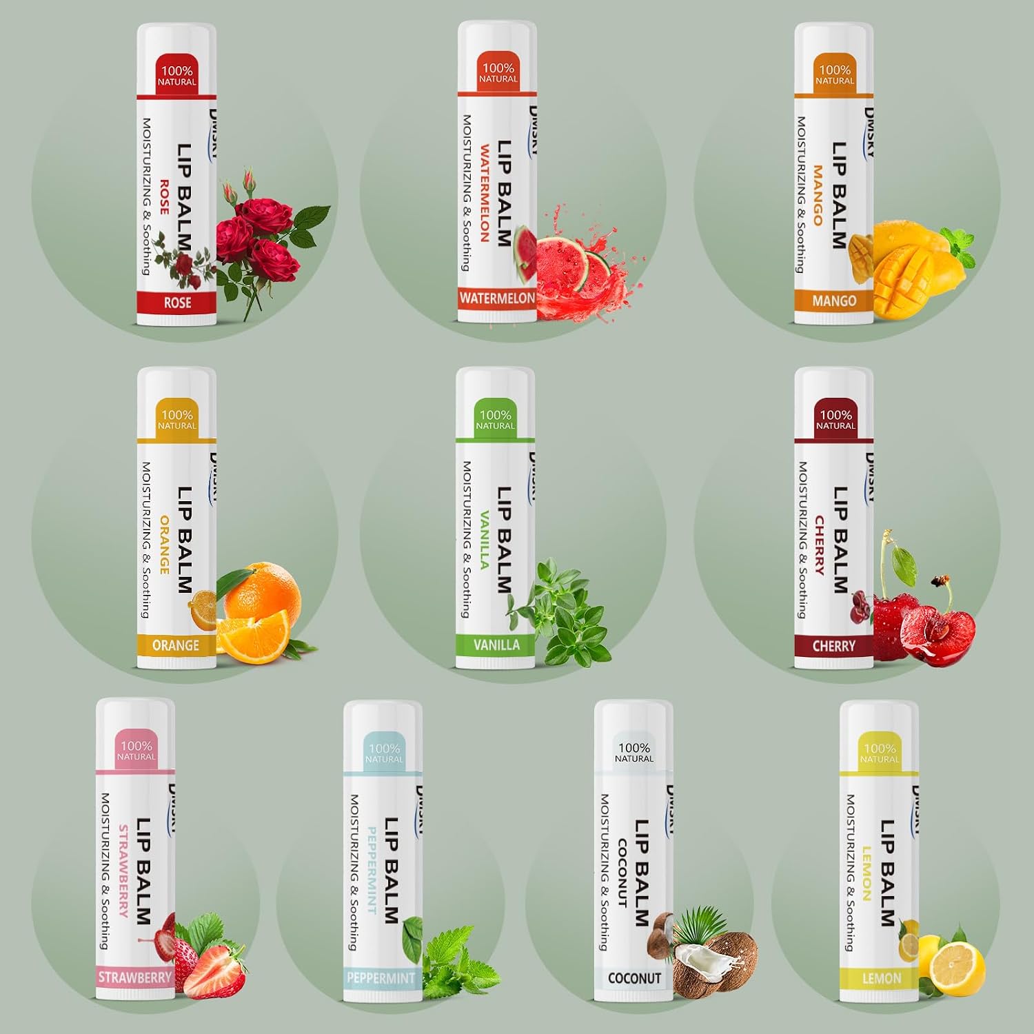Thumbnail 1 de 40 Pack Fruit Lip Balm Variety (10 Flavors) with Coconut Oil, Beeswax & Olive Oil